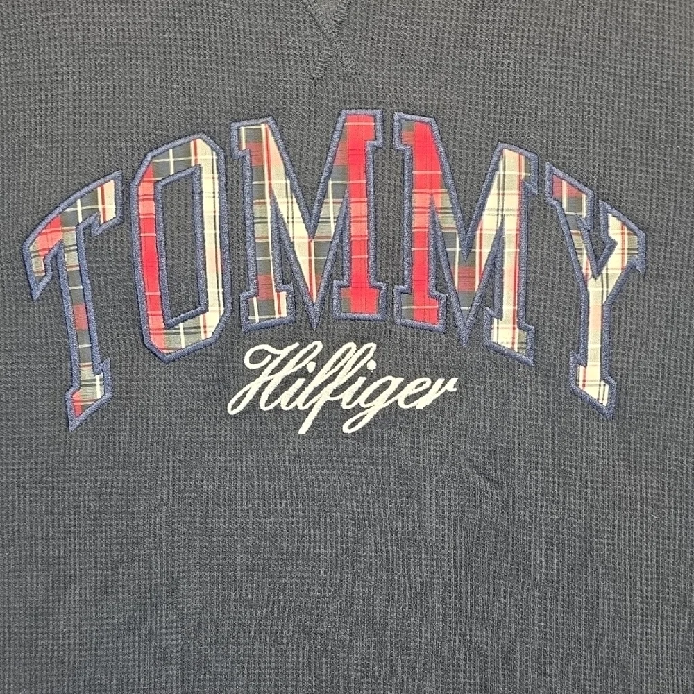 Tommy Hilfiger Navy Waffle Knit Logo Long Sleeve Shirt Men’s Large NWT